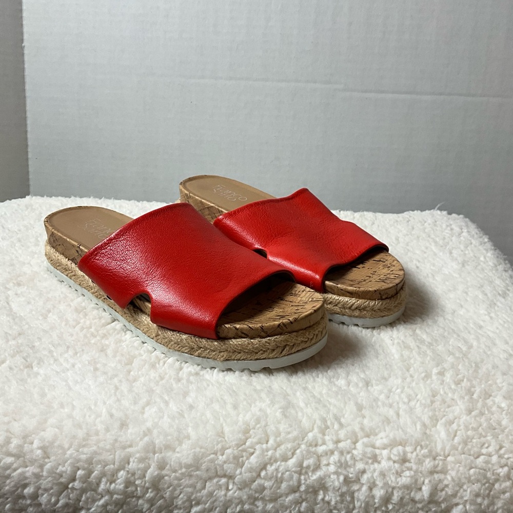 Franco Sarto Red Leather Slide Sandals